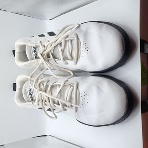 Adidas own the game white & black high top size 10.5 basketball shoes